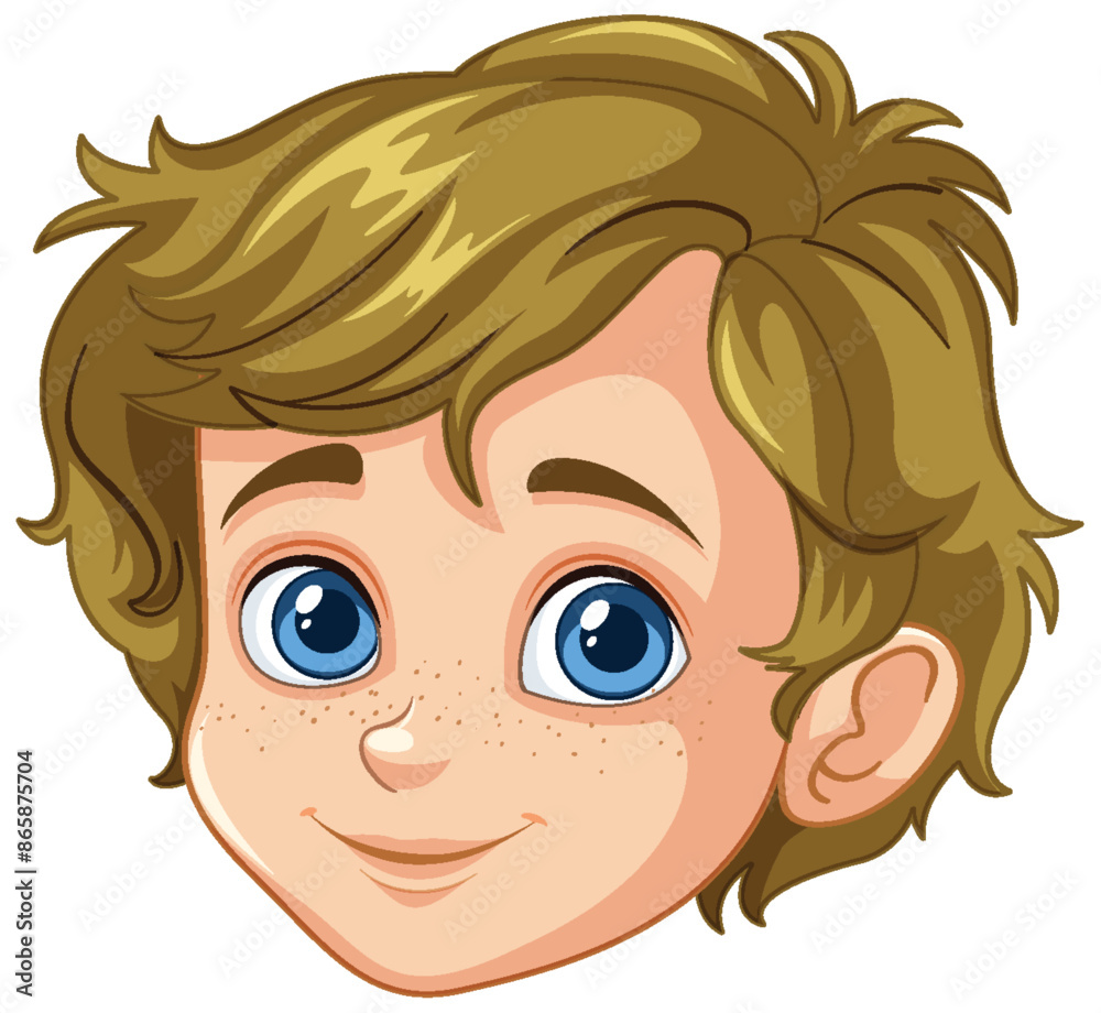 Illustration of a happy boy with blue eyes Illustration of a happy boy with blue eyes