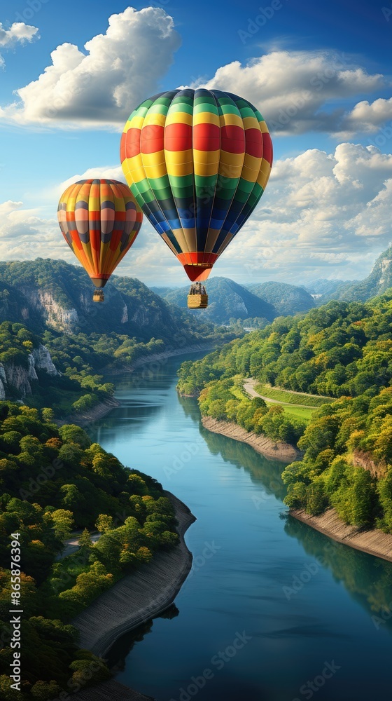 Fototapeta premium hot air balloon HD 8K wallpaper Stock Photographic image 