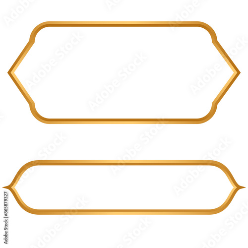 Set of luxury golden arabic islamic banner title frame text box transparent background