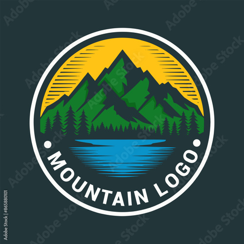 Mountains badge logo design vector template