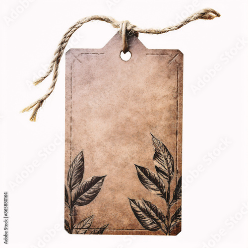 Vintage paper price tag isolated on white background with copy space