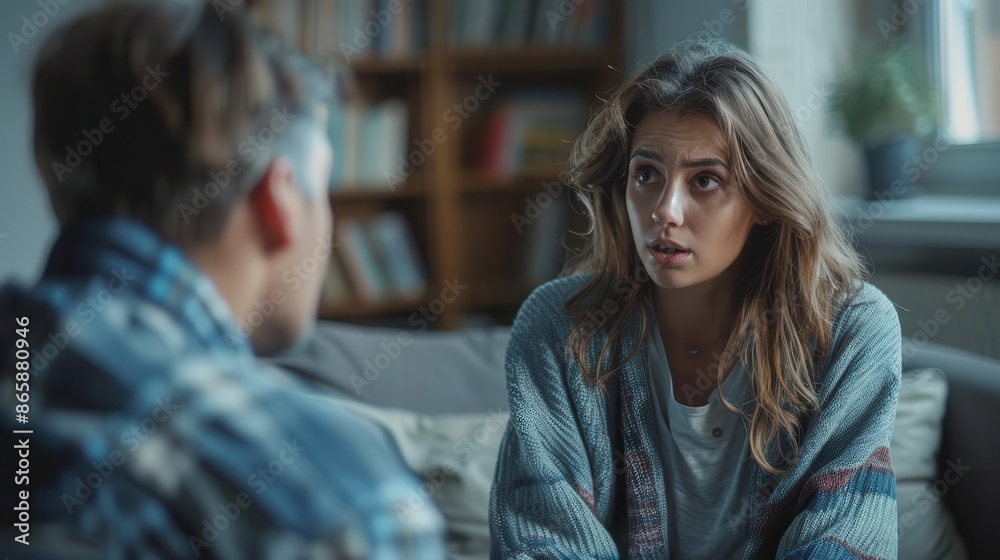 Social worker talking to a domestic violence survivor in a shelter Social worker talking to a domestic violence survivor in a shelter