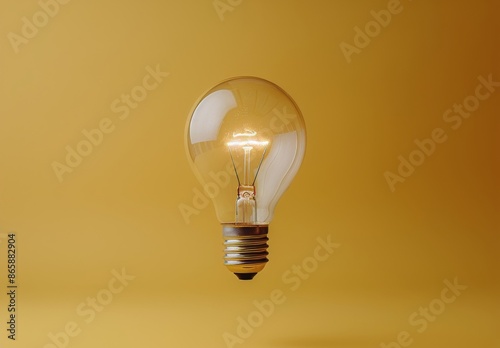 A Single Light Bulb Against A Yellow Background