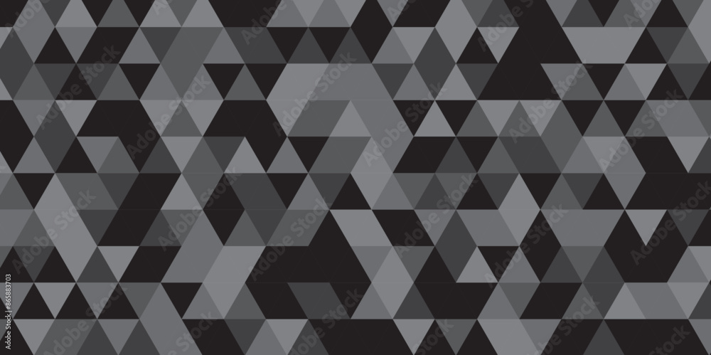 Abstract geometric black and gray background seamless mosaic and low polygon triangle texture wallpaper. Triangle shape retro wall grid pattern geometric ornament tile vector square element. Abstract geometric black and gray background seamless mosaic and low polygon triangle texture wallpaper. Triangle shape retro wall grid pattern geometric ornament tile vector square element.