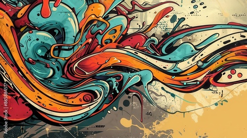 15 Rebellion graffiti flat design side view urban artwork theme water color Split-complementary color scheme