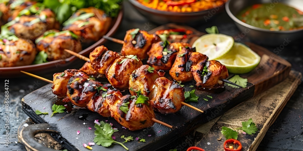 Indian feast with chicken tikka masala tandoori chicken and appetizers. Concept Indian Cuisine, Chicken Tikka Masala, Tandoori Chicken, Appetizers, Feast Indian feast with chicken tikka masala tandoori chicken and appetizers. Concept Indian Cuisine, Chicken Tikka Masala, Tandoori Chicken, Appetizers, Feast