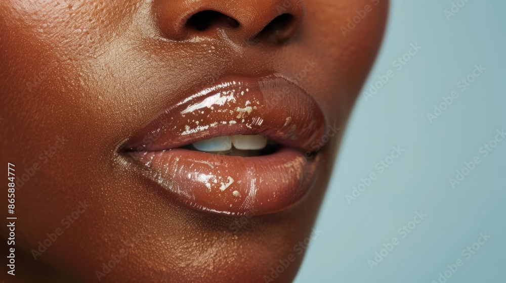 The Beauty of Glossy lips: A closer look at the details of African-American women's skin The Beauty of Glossy lips: A closer look at the details of African-American women's skin