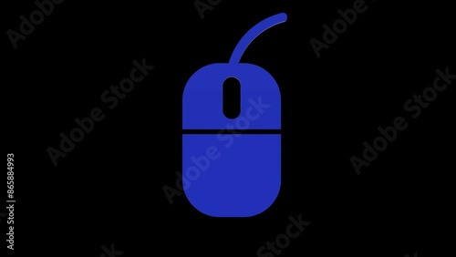 mouse blue set icon 3d illustration rotation
