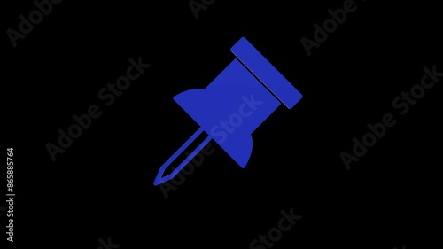 pin fix blue set icon 3d illustration rotation