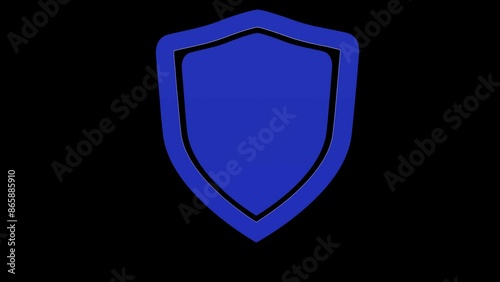 shield defense protection blue set icon 3d illustration rotation