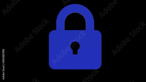 lock security blue set icon 3d illustration rotation