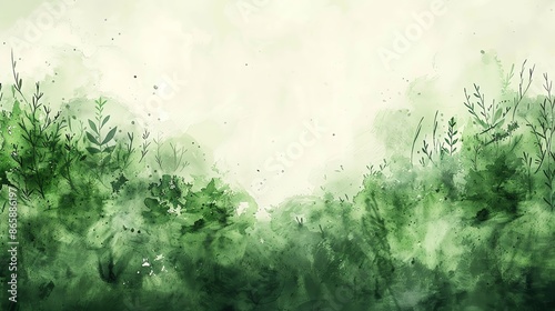 Eco-friendly watercolor background, green hues with open text areas