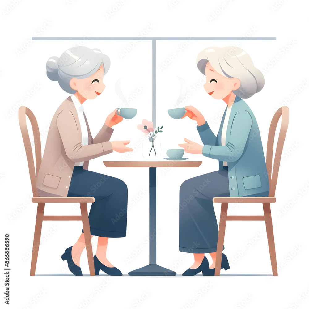 Obraz premium 3d old women in cafe 