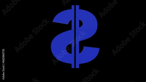money dollar currency blue set icon 3d illustration rotation
