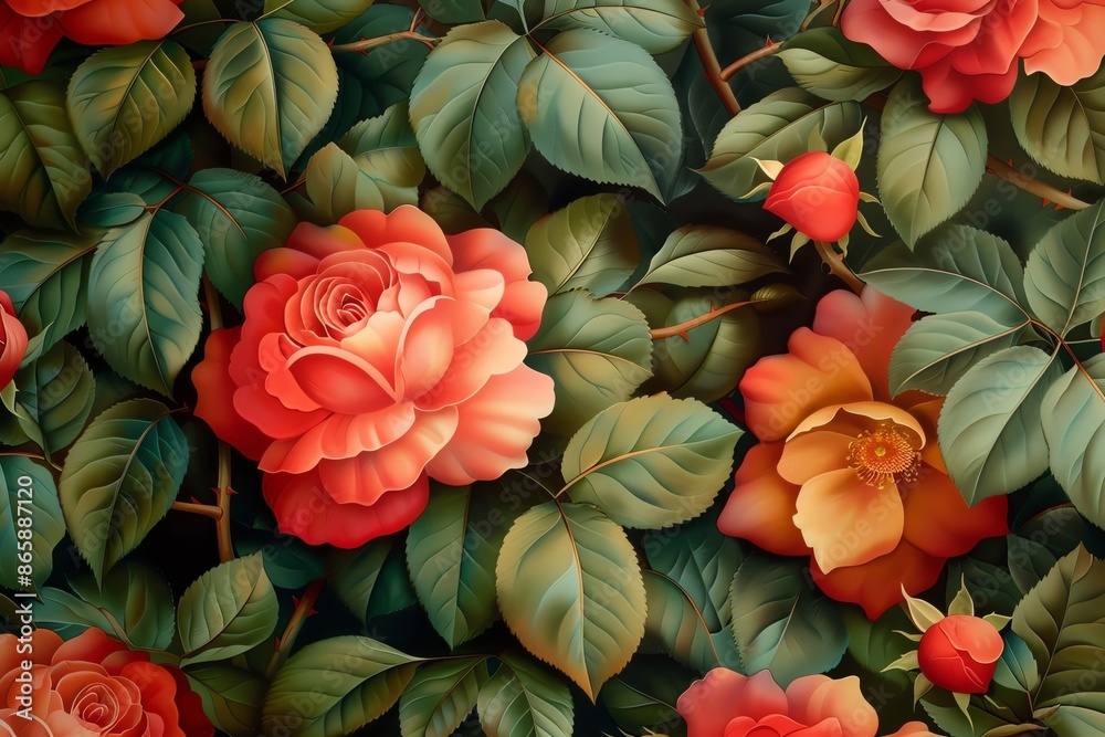 Vibrant garden flowers featuring colorful roses and lush green foliage, perfect for nature and floral designs. Vibrant garden flowers featuring colorful roses and lush green foliage, perfect for nature and floral designs.