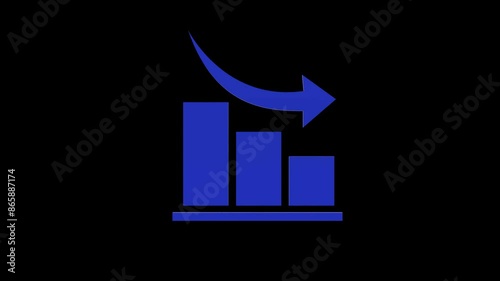 loss economics stocks blue set icon 3d illustration rotation