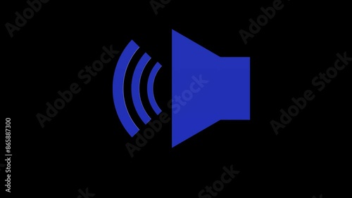 sound volume blue set icon 3d illustration rotation