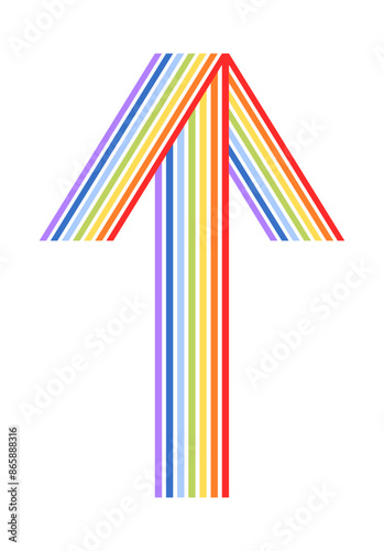 Arrow made of rainbow colored lines pointing upwards