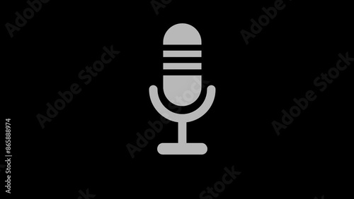 microphone record white set icon 3d illustration rotation