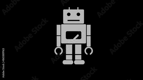 robot AI machine learning white set icon 3d illustration rotation