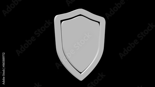 shield defense protection white set icon 3d illustration rotation