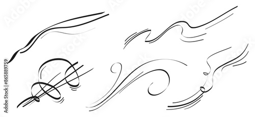 Doodle wind blow, gust design isolated on white background. vector hand drawn illustration