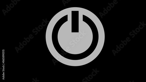 on button turn on function white set icon 3d illustration rotation