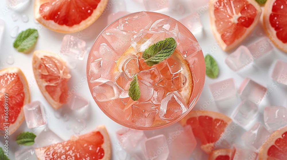 Pink Cocktail with Vodka, Grapefruit, and Ice: Soft Cockta
Pink Cocktail with Vodka, Grapefruit, and Ice: Soft Cockta