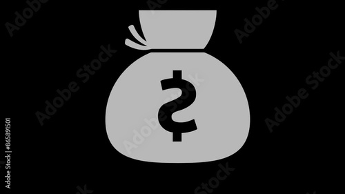 money bag dollar currency white set icon 3d illustration rotation