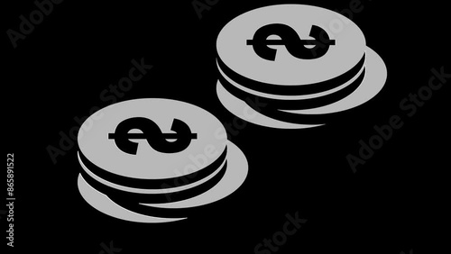 coins money white set icon 3d illustration rotation