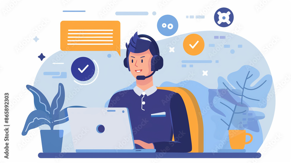 Remote customer service interaction. Remote customer service interaction.