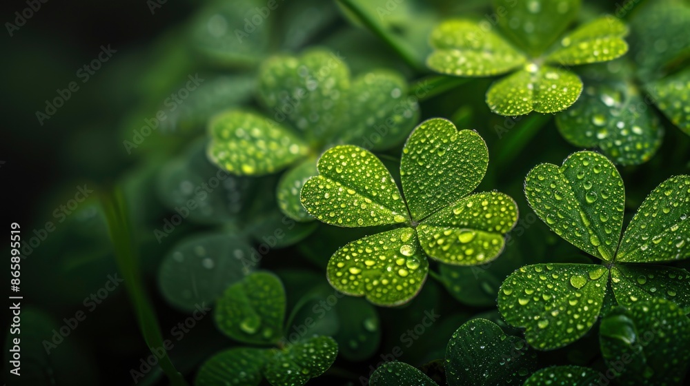 Close-Up of Dewy Shamrock Leaves Close-Up of Dewy Shamrock Leaves