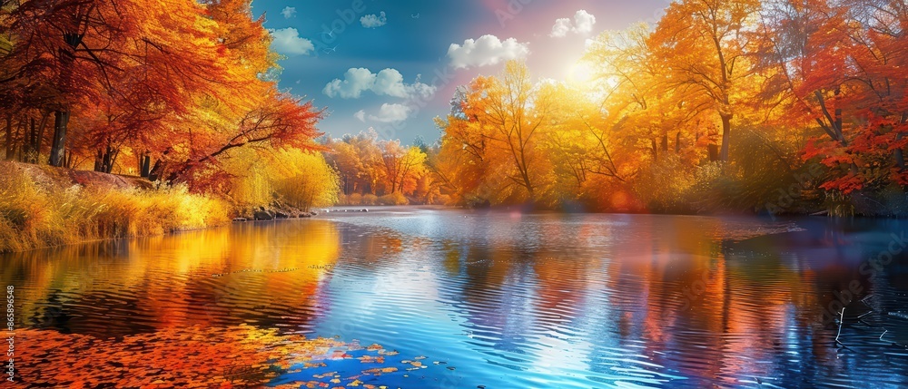 Obraz premium Colorful Autumn River