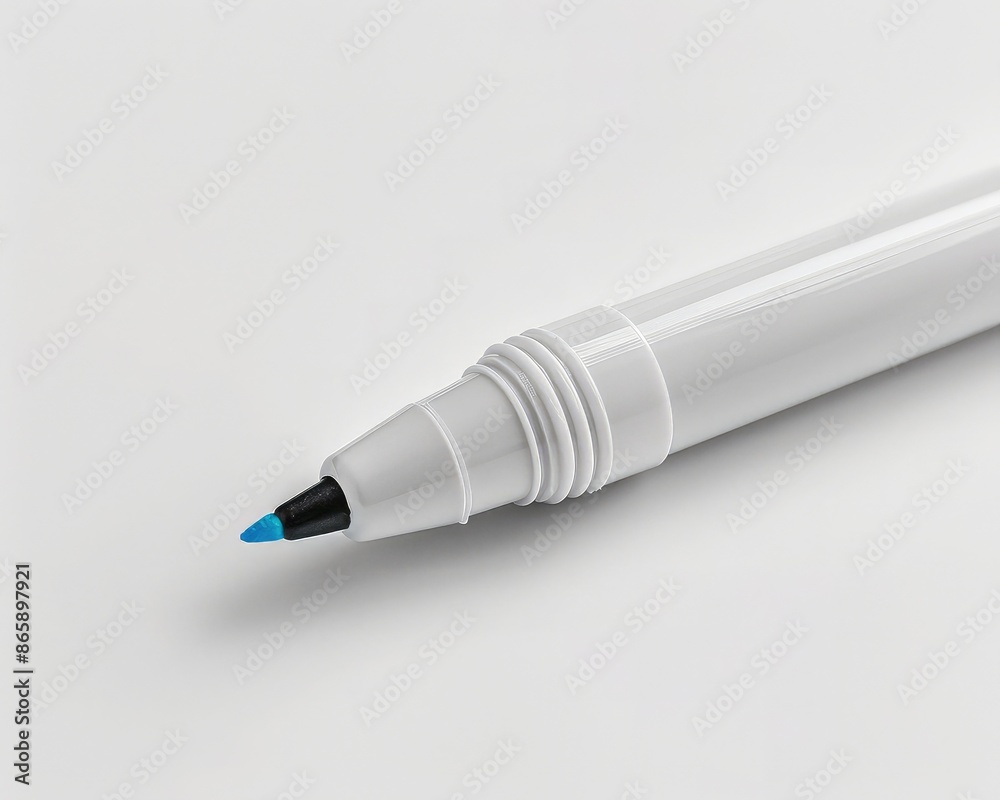 Detailed shot of a whiteboard marker with its cap off, on a white background Detailed shot of a whiteboard marker with its cap off, on a white background