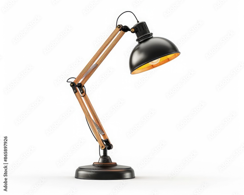 High-resolution image of a desk lamp with an adjustable arm, on a white background High-resolution image of a desk lamp with an adjustable arm, on a white background