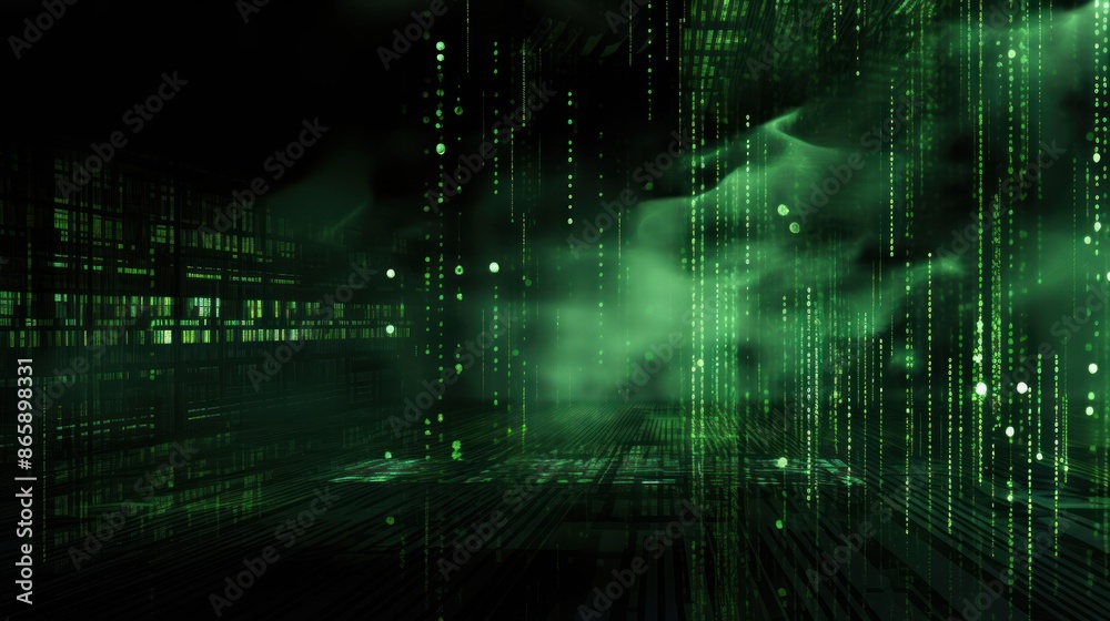 style green code falling on a dark background style green code falling on a dark background