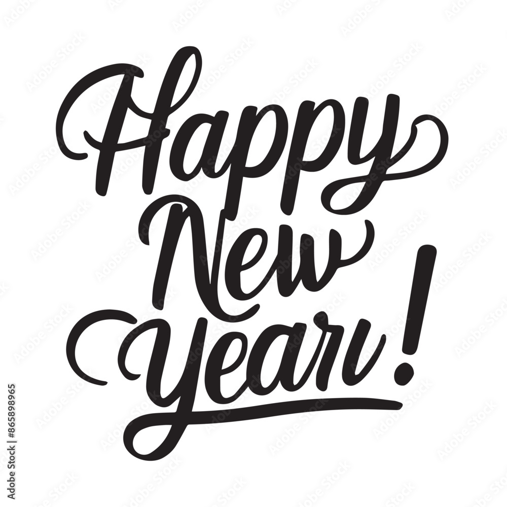Chic Happy New Year Typography in Stylish Cursive with Glitter Accents Chic Happy New Year Typography in Stylish Cursive with Glitter Accents