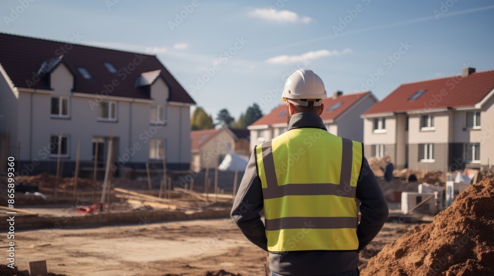 Fototapeta premium Behind the property developers inspecting houses after development.