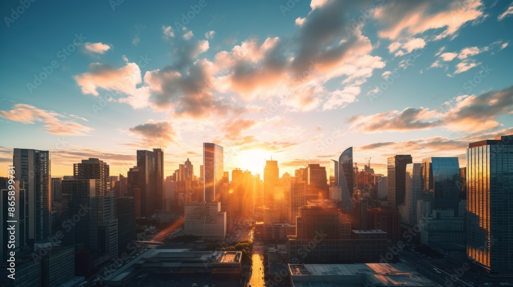 Fototapeta premium cityscape at sunrise 