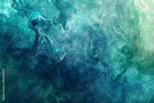 An abstract background featuring a swirling mix of blue and green watercolor washes, evoking a sense of fluidity and natural beauty © SUPHANSA