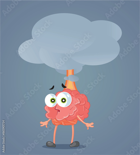Brain Being Mind-Blown from Creative Ideas Vector Illustration. Innovative creative intelligent mind feeling astonished 
