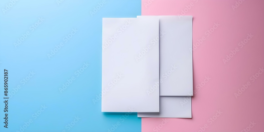 Design of empty note sheets on a pastel blue and pink backdrop. Concept Pastel Aesthetic, Note Sheet Design, Blue and Pink Background Design of empty note sheets on a pastel blue and pink backdrop. Concept Pastel Aesthetic, Note Sheet Design, Blue and Pink Background