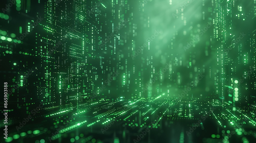 Fototapeta premium Green Phosphor Monitor Glitch: Abstract Tech Design