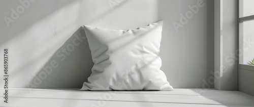 White Pillow on Grey Surface