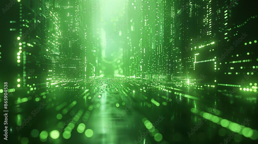 Green Monochrome Glitch: Abstract Tech Display Green Monochrome Glitch: Abstract Tech Display