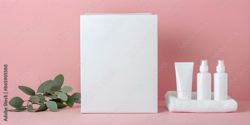 Mockup of maternity clinic welcome kit with brochures baby care samples ...