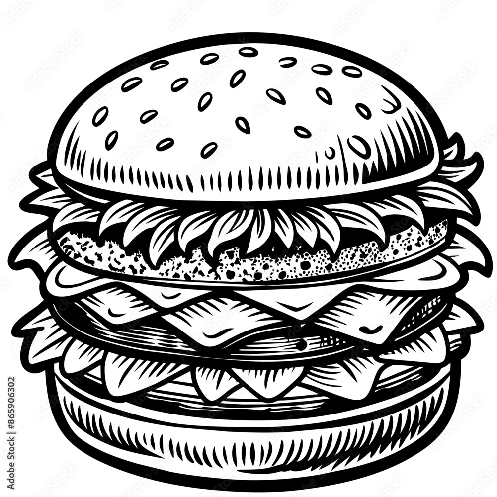 hand drawn burger, generative AI