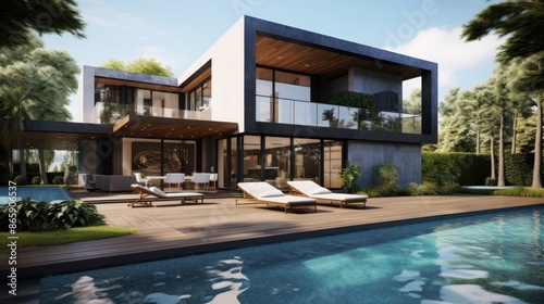 modern house architecture  open deck