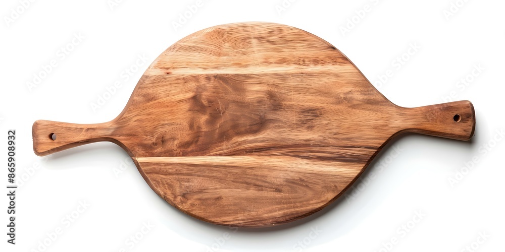 Top view of a wooden pizza board isolated on a white background. Concept Food Photography, White Background, Top View, Wooden Pizza Board, Kitchenware Display Top view of a wooden pizza board isolated on a white background. Concept Food Photography, White Background, Top View, Wooden Pizza Board, Kitchenware Display