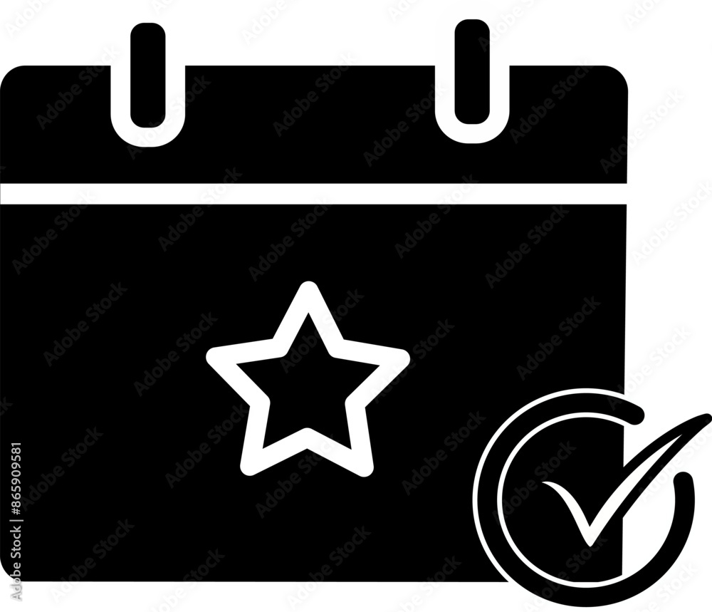 Favorite day icon. Calendar with simple star and checklist icon. Replaceable vector design. Favorite day icon. Calendar with simple star and checklist icon. Replaceable vector design.